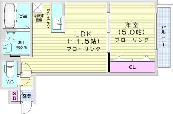 苗穂駅 徒歩5分 5階の物件間取画像